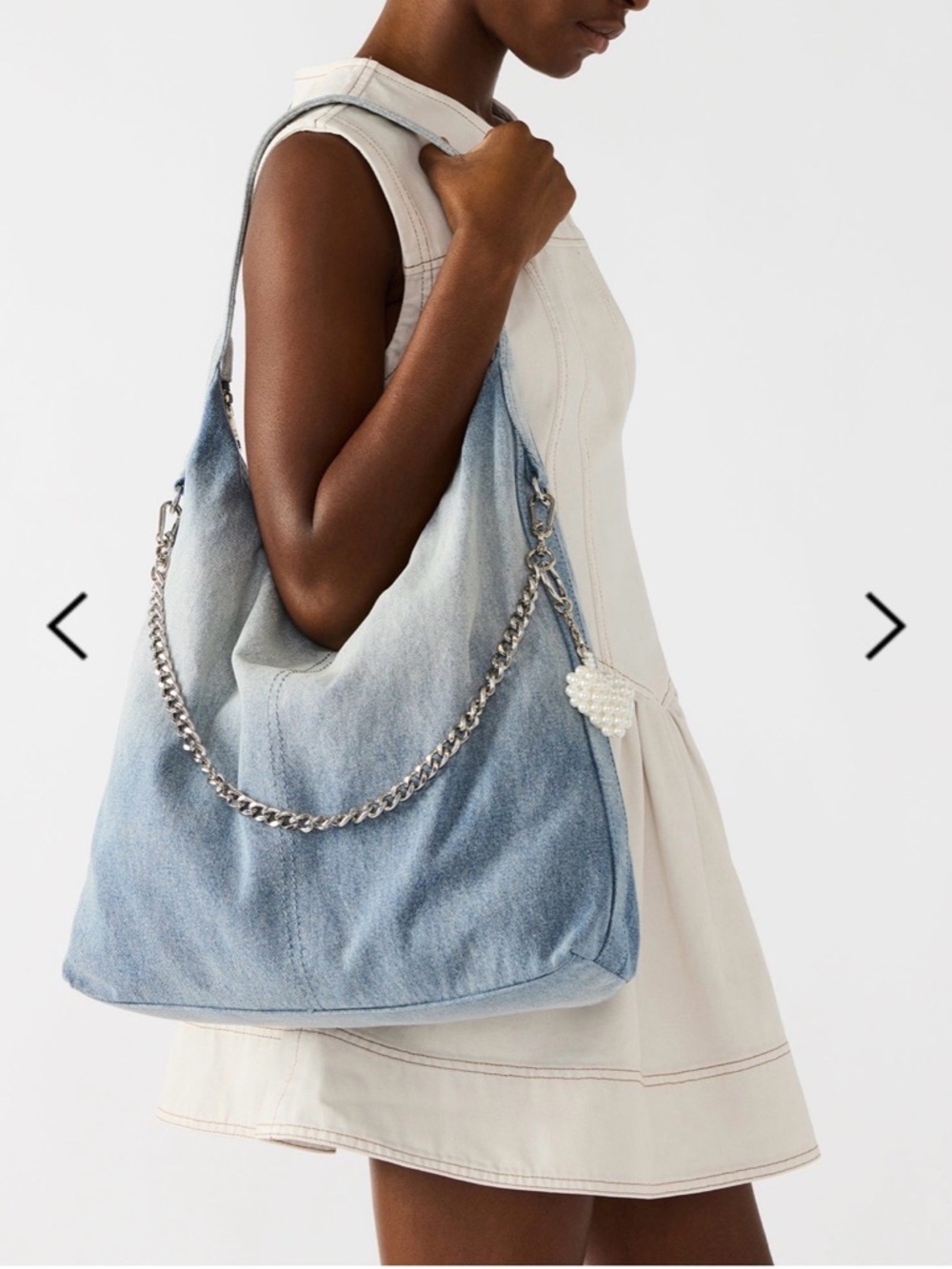 Steve Madden Light Blue Denim Hobo Bag with Chain